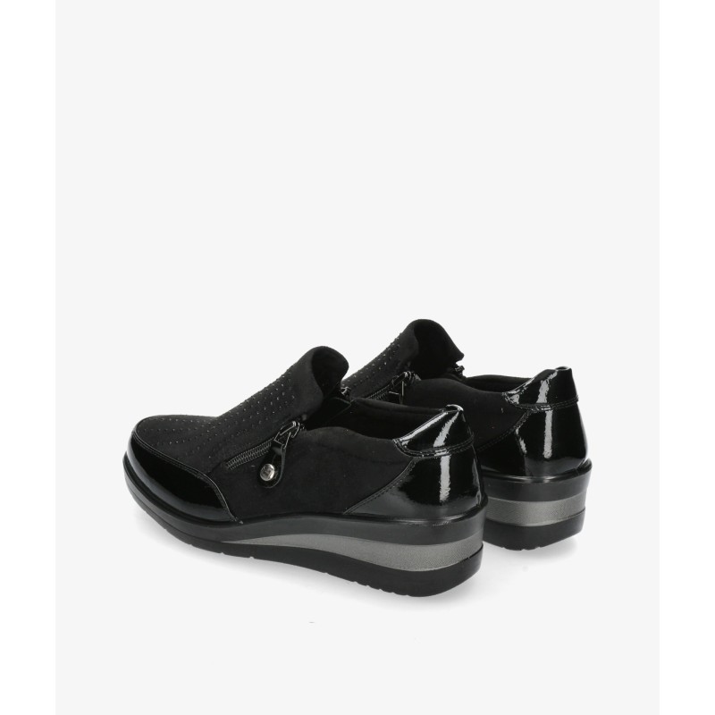 CONFORT CUÑA CREMALLERA STRASS NEGRO CONFORT CUÑA CREMALLERA STRASS NEGRO