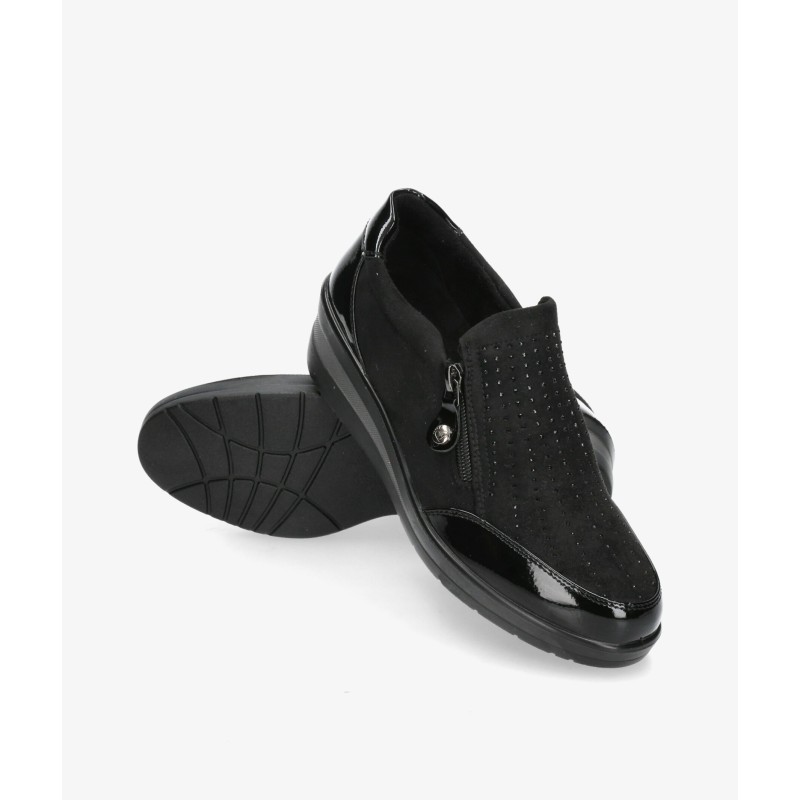 CONFORT CUÑA CREMALLERA STRASS NEGRO CONFORT CUÑA CREMALLERA STRASS NEGRO