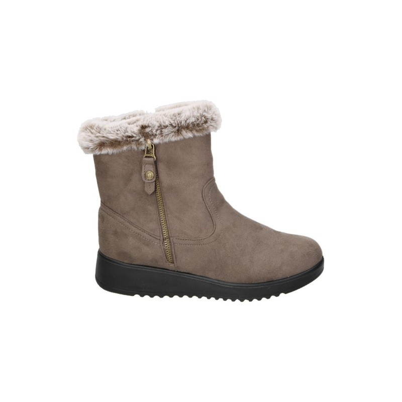 BOTIN CREMALLERA CUELLO PELO TAUPE