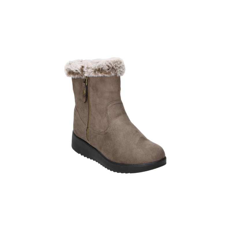 BOTIN CREMALLERA CUELLO PELO TAUPE