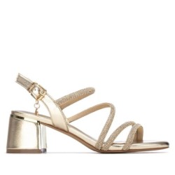 SANDALIA TIRAS TUBULARES ORO