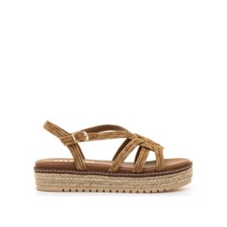 SANDALIA TIRAS PISO YUTE CUERO