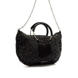 BOLSO ASA CIRCULAR RAFIA NEGRO
