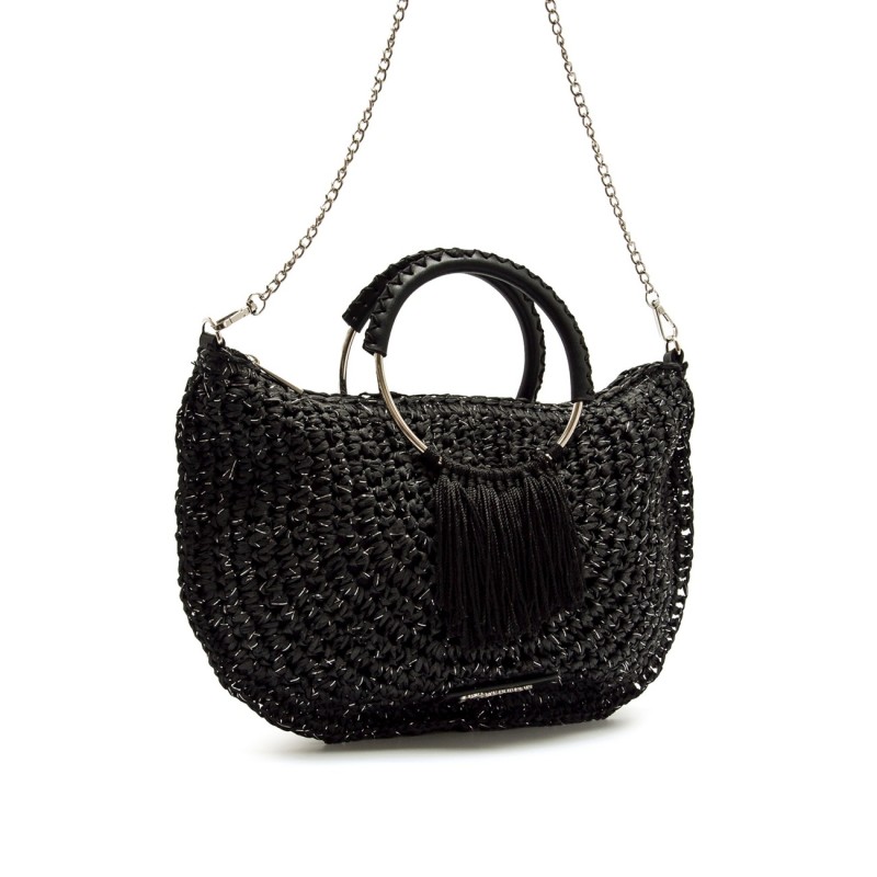 BOLSO ASA CIRCULAR RAFIA NEGRO