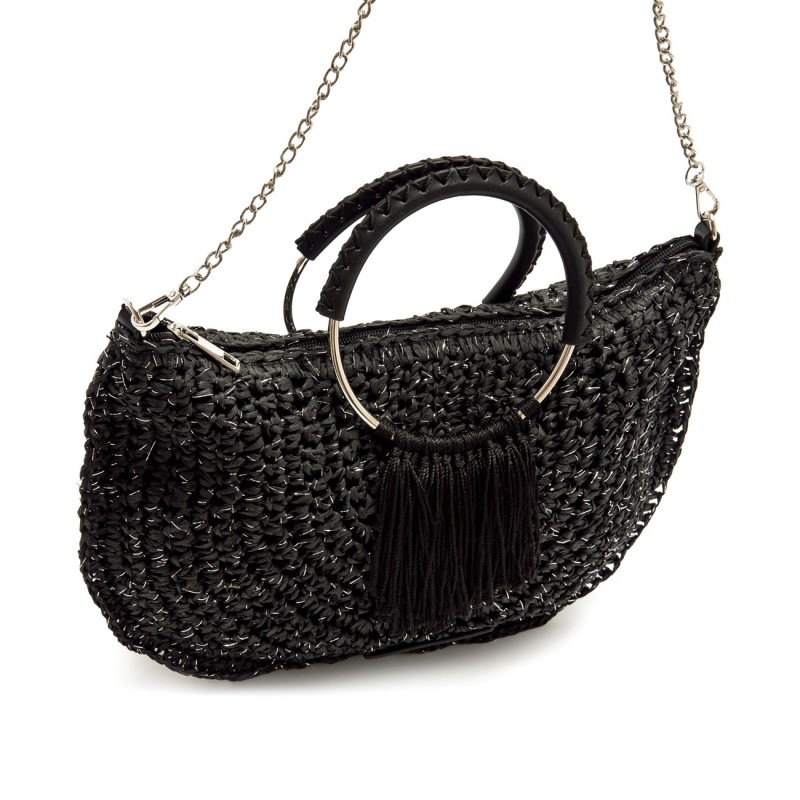 BOLSO ASA CIRCULAR RAFIA NEGRO