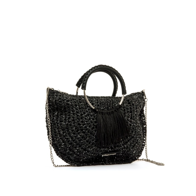BOLSO ASA CIRCULAR RAFIA NEGRO
