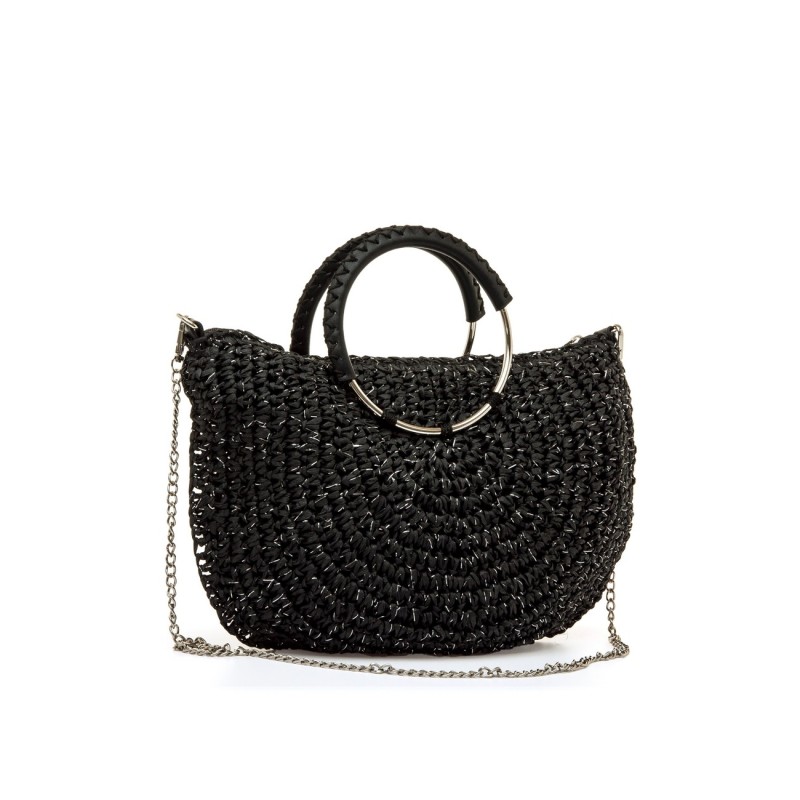 BOLSO ASA CIRCULAR RAFIA NEGRO