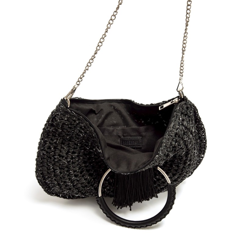 BOLSO ASA CIRCULAR RAFIA NEGRO