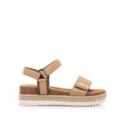 SANDALIA VELCROS CAMEL/CUERO