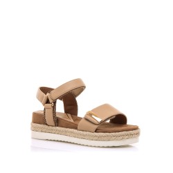 SANDALIA VELCROS CAMEL/CUERO