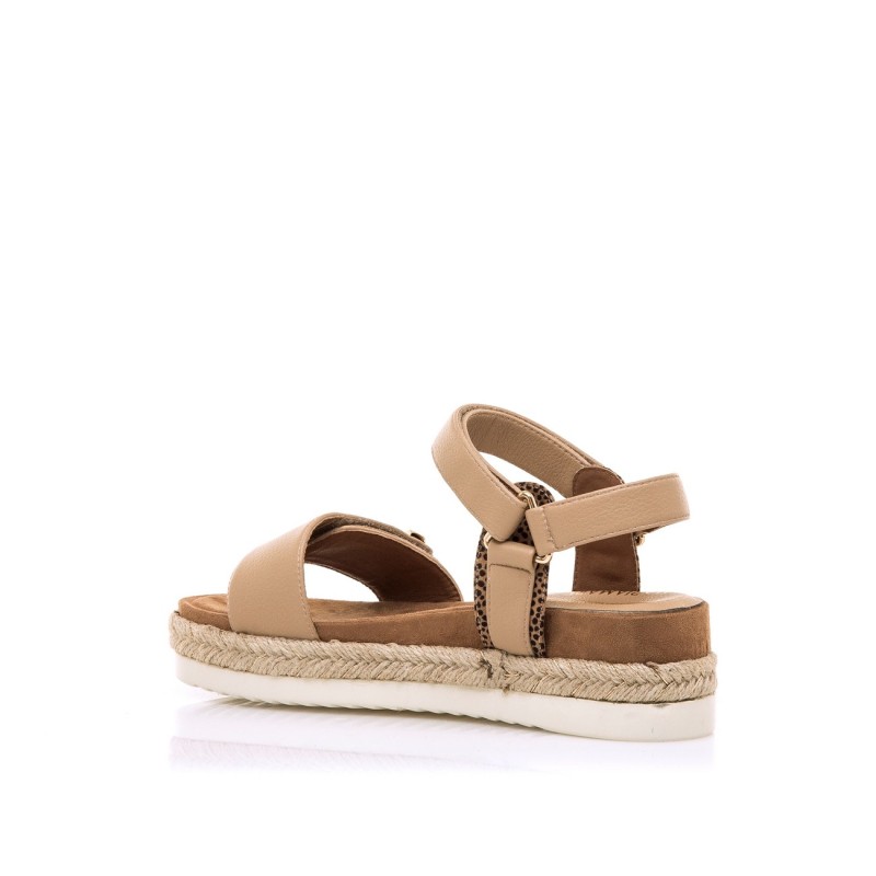 SANDALIA VELCROS CAMEL/CUERO
