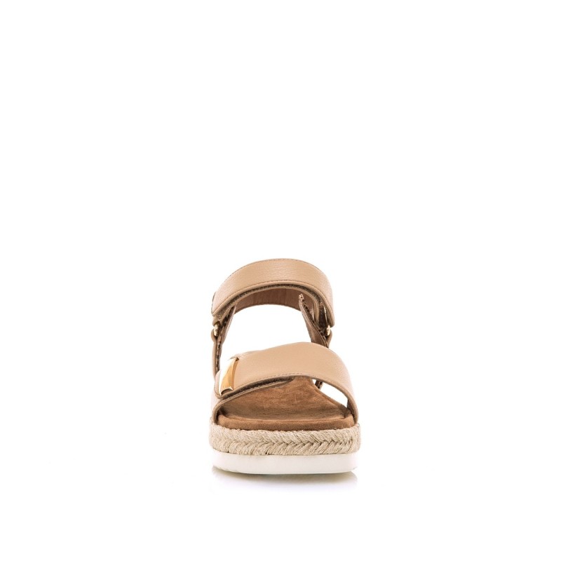 SANDALIA VELCROS CAMEL/CUERO