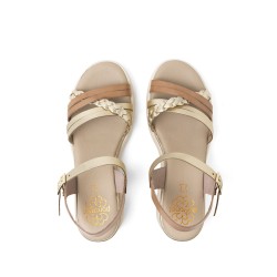 SANDALIA PALA TIRAS TAUPE ORO