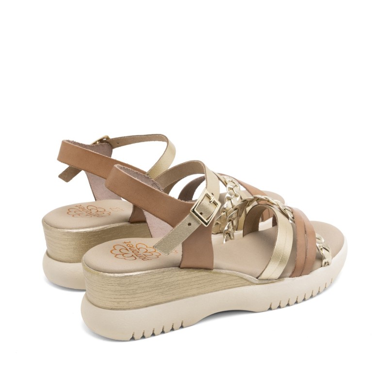 SANDALIA PALA TIRAS TAUPE ORO