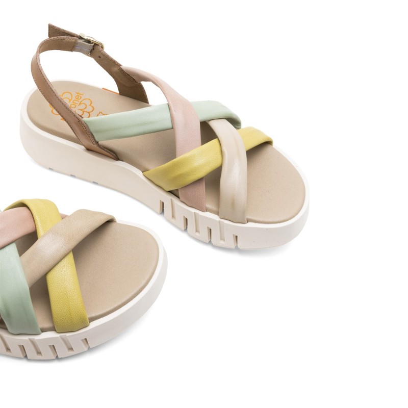 SANDALIA TIRAS TAUPE COLORES