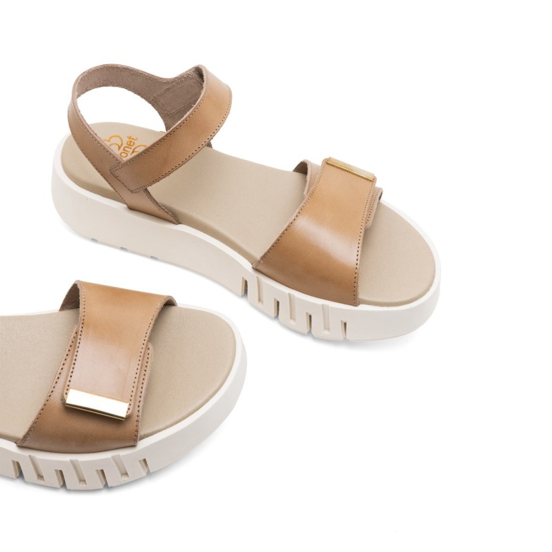 SANDALIA DOS VELCROS TAUPE