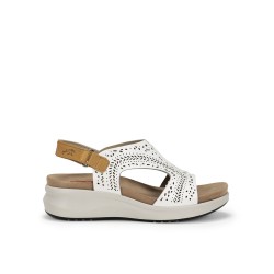 SANDALIA PICADA BLANCO CAMEL