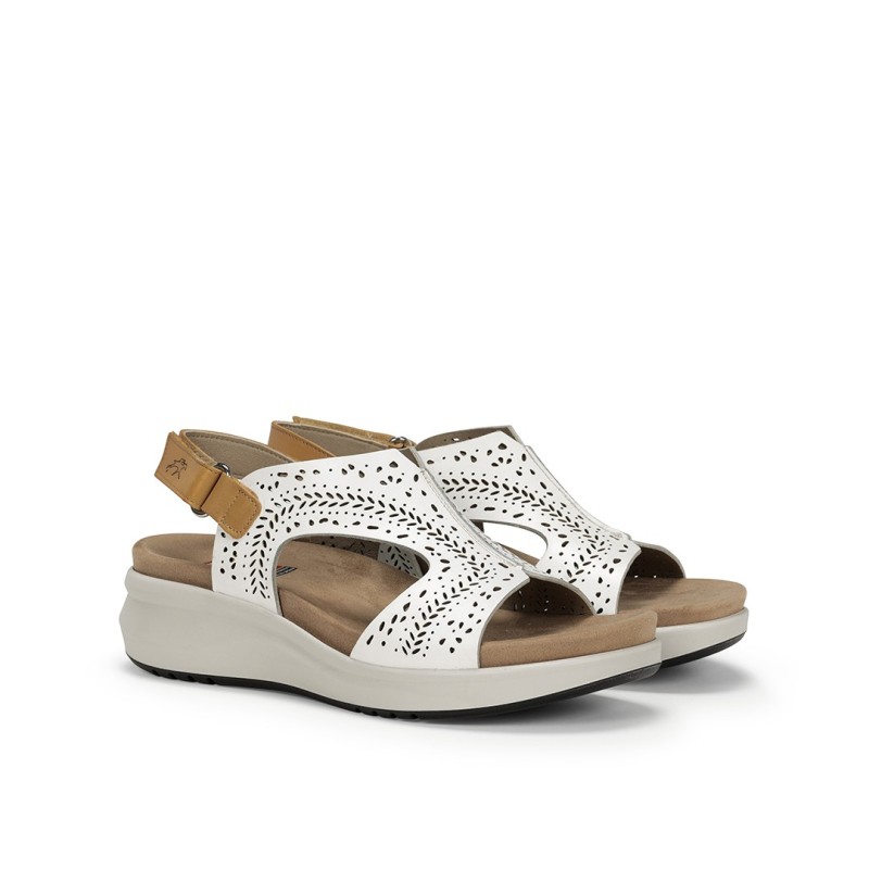 SANDALIA PICADA BLANCO CAMEL