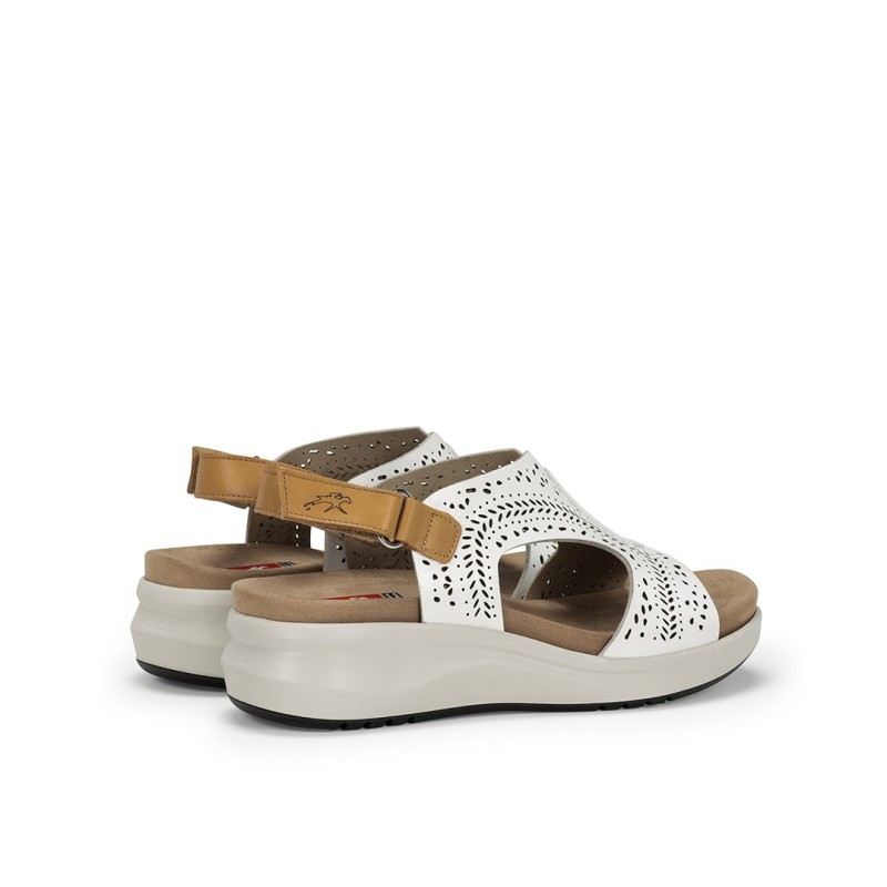 SANDALIA PICADA BLANCO CAMEL