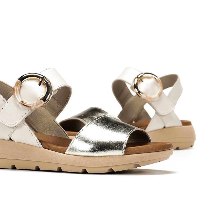 SANDALIA  HEBILLA PLATINO+RAW