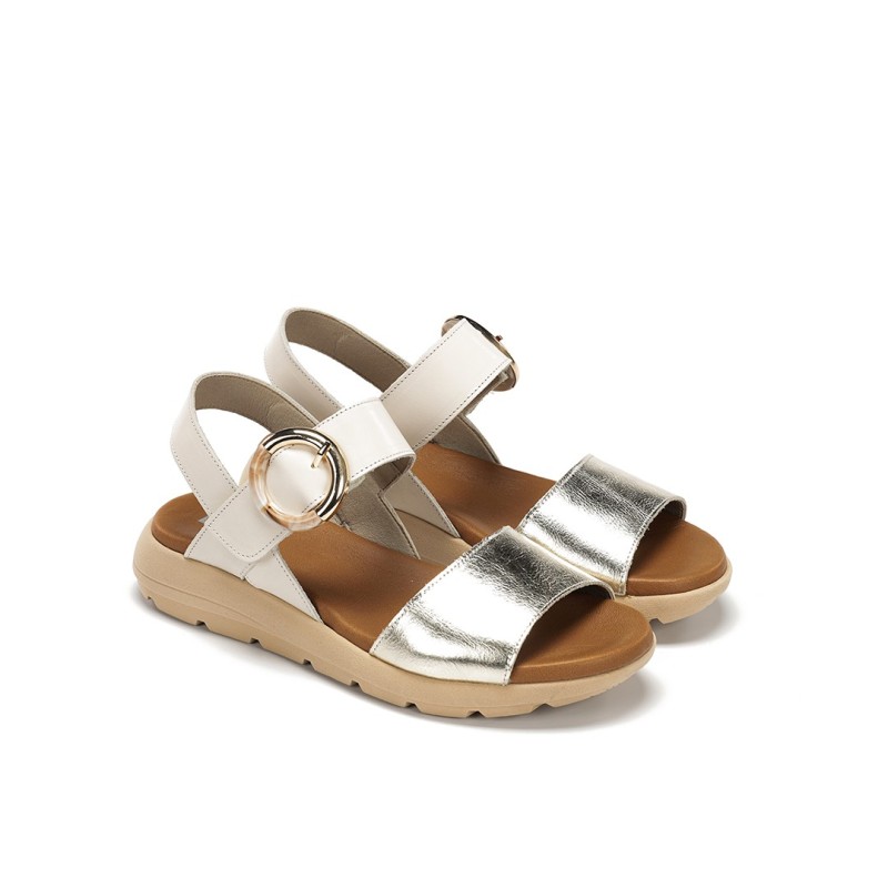 SANDALIA  HEBILLA PLATINO+RAW