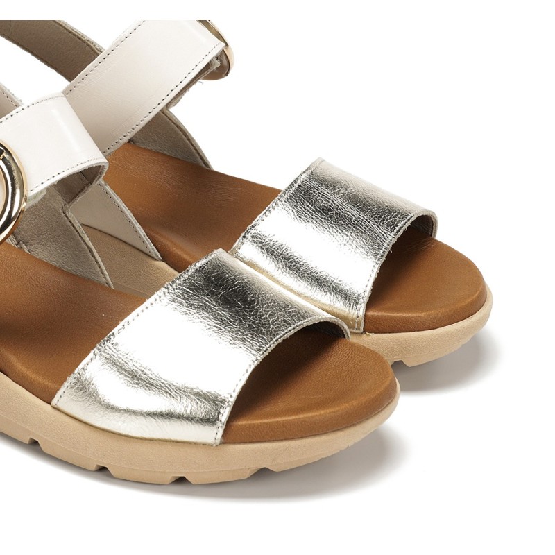 SANDALIA  HEBILLA PLATINO+RAW