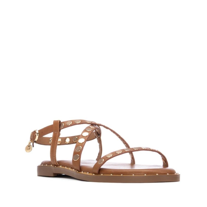 SANDALIA TIRAS CRUZADAS EMPEINE CAMEL