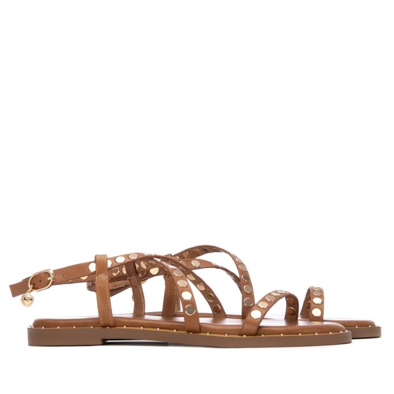 SANDALIA TIRAS CRUZADAS EMPEINE CAMEL