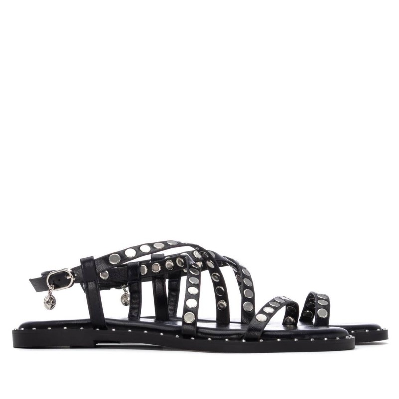 SANDALIA TIRAS CRUZADAS EMPEINE NEGRO