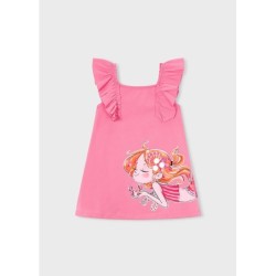 VESTIDO PUNTO VOLANTES, GERANIO