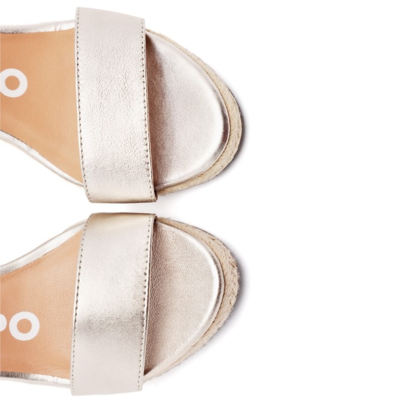 SANDALIA CUÑA YUTE PLATINO