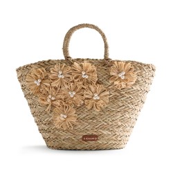 CAPAZO RAFIA FLORES NATURAL