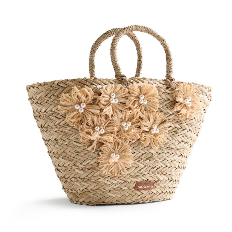 CAPAZO RAFIA FLORES NATURAL