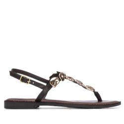 ESCLAVA ADORNO METAL PIEL MARRON