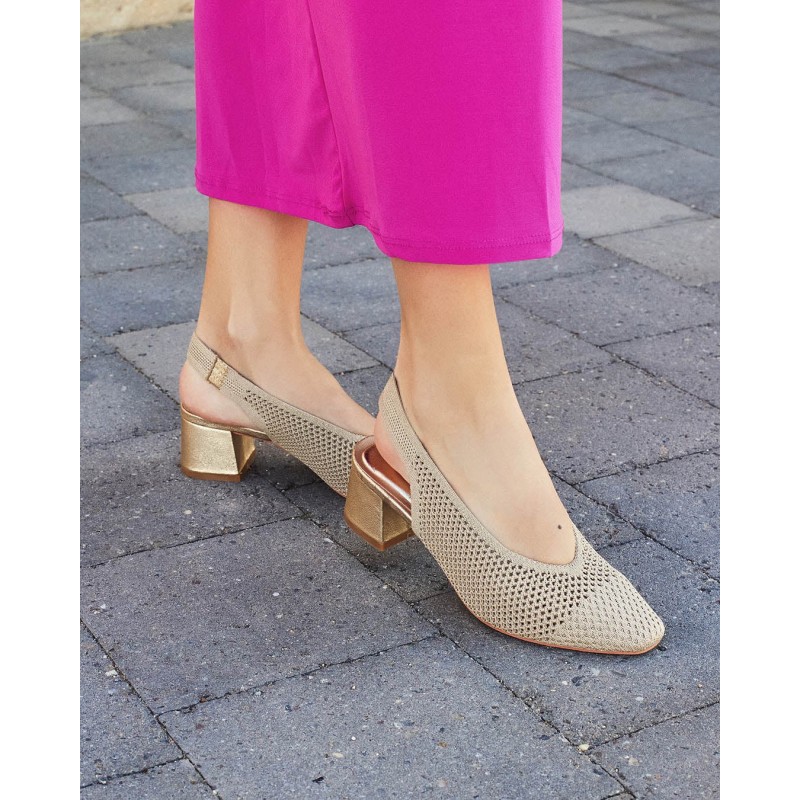 ESTILETTO DESTALONADO TRENZADO GOLD