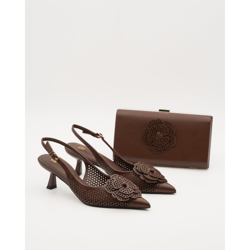 STILETTO DESTALONADO FLOR BROWN