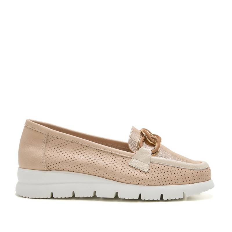 MOCASIN ADORNO CADENA BEIGE