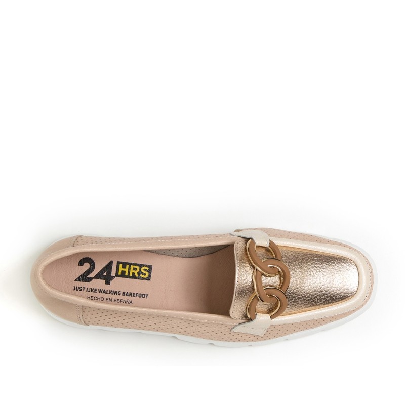 MOCASIN ADORNO CADENA BEIGE