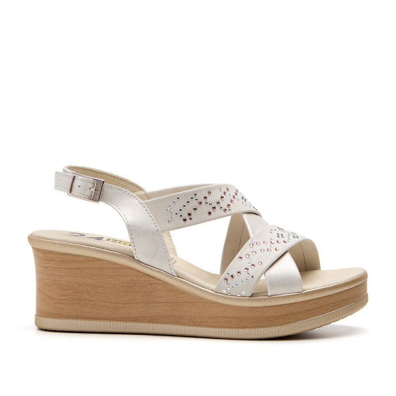 SANDALIA CRUZADA CREMA-LINO