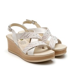 SANDALIA CRUZADA CREMA-LINO