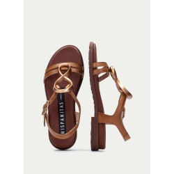 SANDALIA TIRAS OCHO, CUOIO
