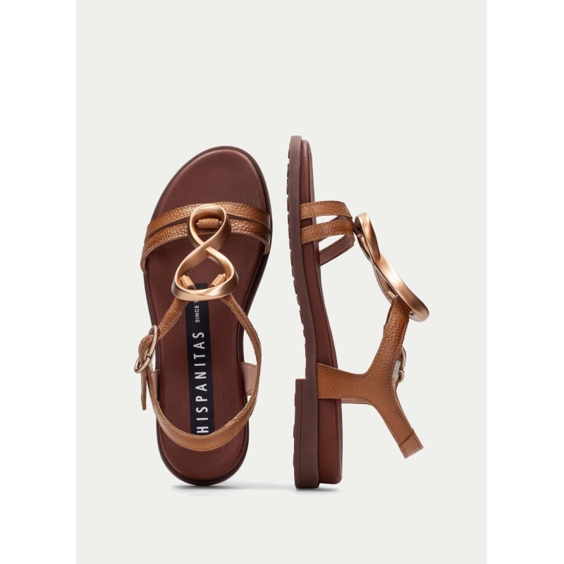SANDALIA TIRAS OCHO, CUOIO