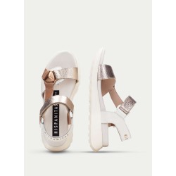 SANDALIA TIRA LATERAL ALMOND-METAL-PANNA