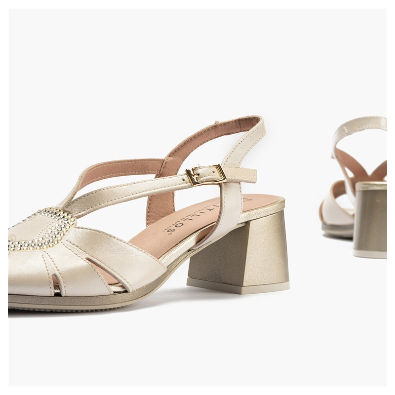 SANDALIA CRISTALES ORO