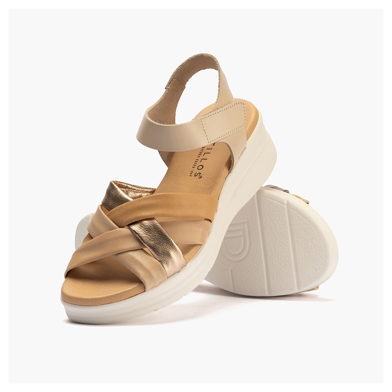 SANDALIA PALA TUBULARES CREMA