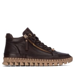 BOTIN CREMALLERA VISTA PIEL MARRON