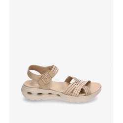 SANDALIA CUÑA AIR TIRAS HEBILLA BEIGE