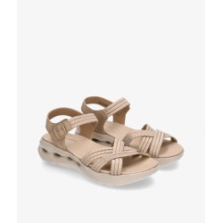 SANDALIA CUÑA AIR TIRAS HEBILLA BEIGE