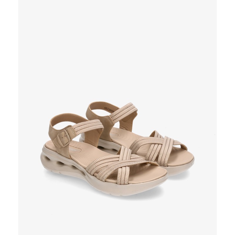 SANDALIA CUÑA AIR TIRAS HEBILLA BEIGE