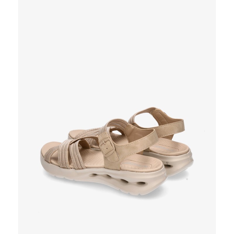 SANDALIA CUÑA AIR TIRAS HEBILLA BEIGE